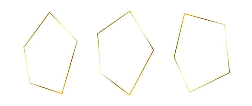 Golden thin frame set. Gold foil geometric borders in art deco style. Thin Illustrazione stock