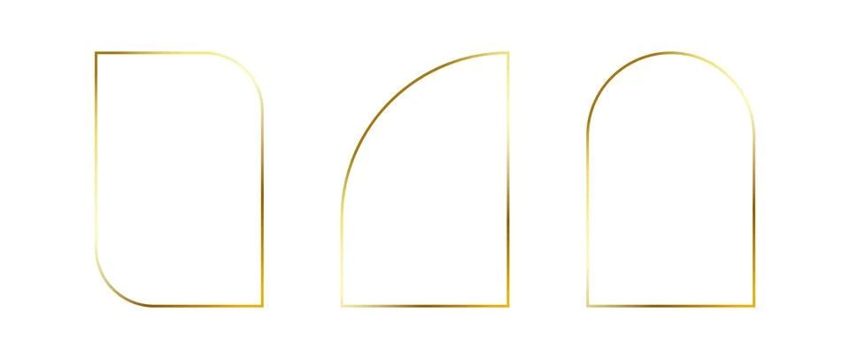 Golden thin frames set. Gold geometric borders in art deco style. Thin linear Stock Illustration