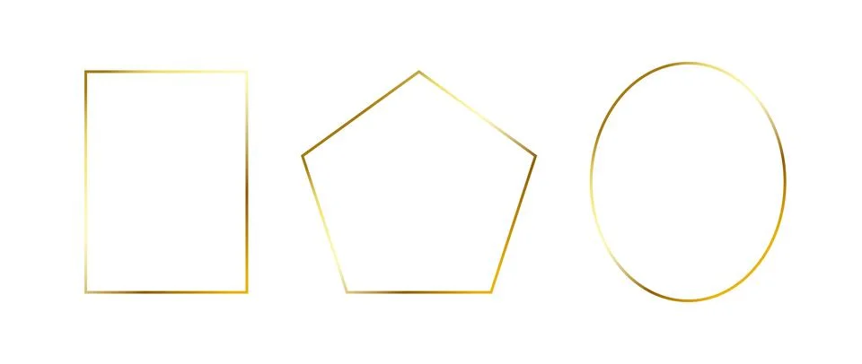 Golden thin frames set. Gold geometric borders in art deco style. Thin linear Stock Illustration