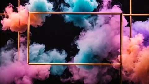 Golden thin lines of a rectangular frame on a black background and moving c.. Vídeos de archivo 273954624