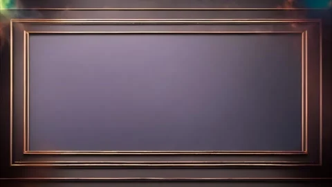 Golden thin multi-layer frame lines in the center, dark empty field. Stock Footage 273954712