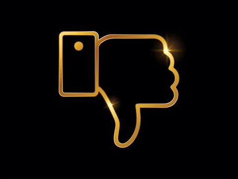 Golden Thumb Down Vector Sign Stock Illustration