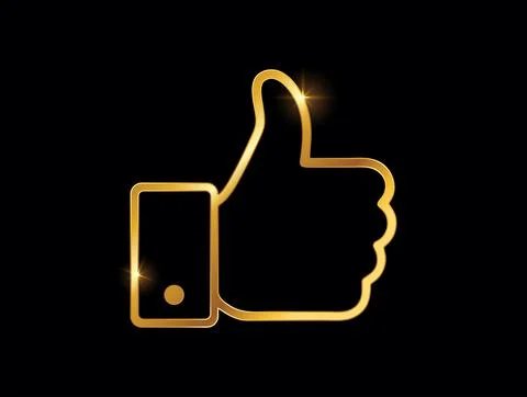 Golden Thumb Up Vector Sign Stock Illustration