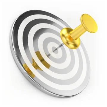 Golden Thumbtack On Target Stock Illustration