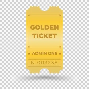 Golden ticket admit one coupon vector illustration Stock Illustration