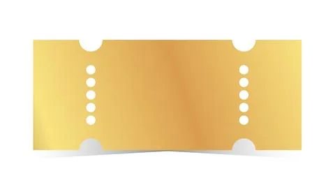 Golden ticket template. Empty gold coupon blank. Vector illustration on whi.. Stock Illustration