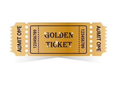 Golden ticket vector illustration 스톡 일러스트