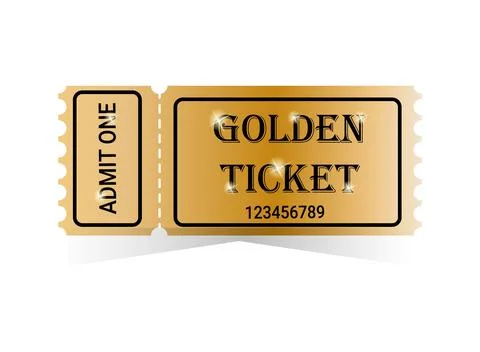 Golden ticket vector illustration Stock Illustration