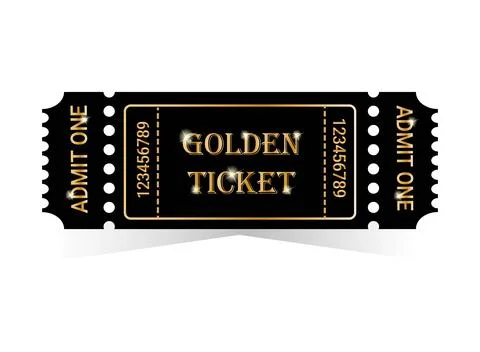 Golden ticket vector illustration Illustrazione stock