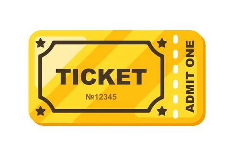 Golden ticket on a white background. Stock Illustration