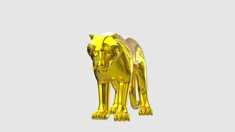 Golden Tiger Statue Idle Stock Footage 331507932