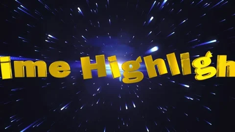 Golden time highlight text motion graphics against a dynamic blue starfield Stockbeeldmateriaal 344636441