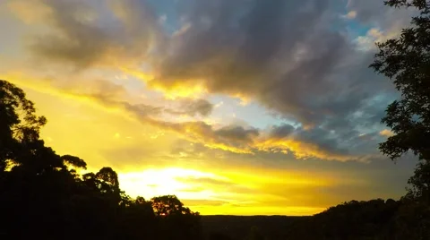 Golden Time Lapse Sunset Stock Footage 64335338