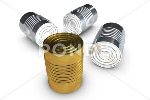 Golden tin cans Stock Illustration