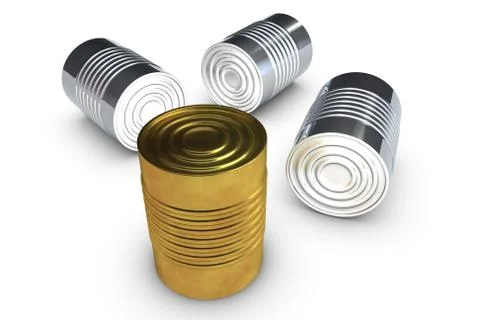 Golden tin cans Stock Illustration