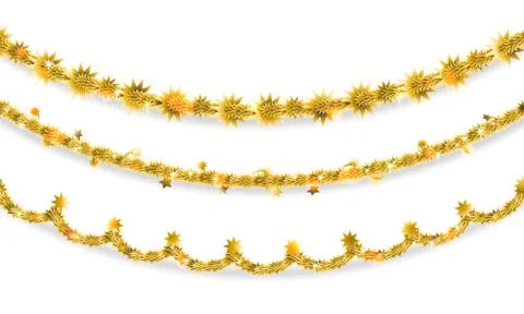 Golden tinsel elements Stock Illustration