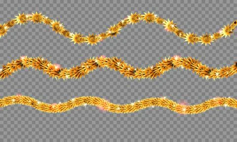 Golden tinsel set Stock Illustration