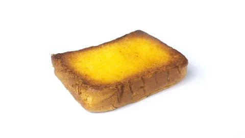 Golden Toasted Bread Slice on Clean White Background Stock Photos