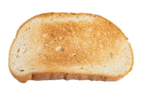 Golden toasted bread slice isolated studio, crisp crust soft crumb, highkey ligh Foto stock