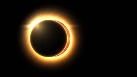 Golden total solar eclipse phase against a dark sky background. 4K Video stock 343243824