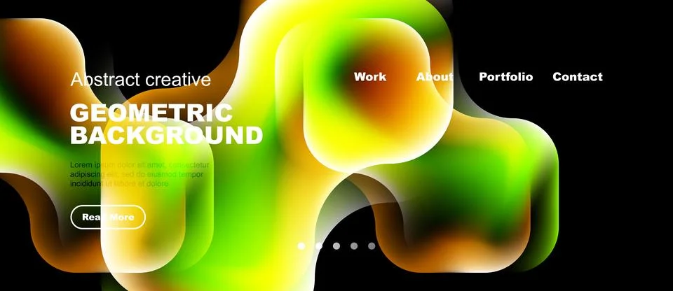 Golden translucent blobs web page template Stock Illustration