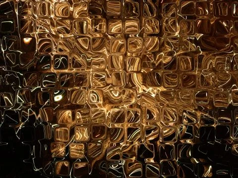 Golden transparent cubes as abstract background. Illustrazione stock