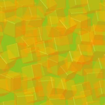 Golden Transparent Cubes Seamless Pattern, 3D Illustration Stock Illustration