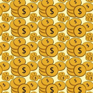 Golden treasure. dollar coins イラスト素材