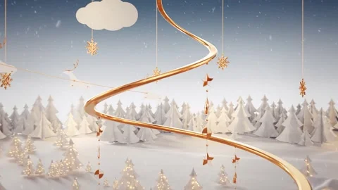 Golden Tree Express: 3D Animated Train With Snowflake Finale Vidéo 257647868
