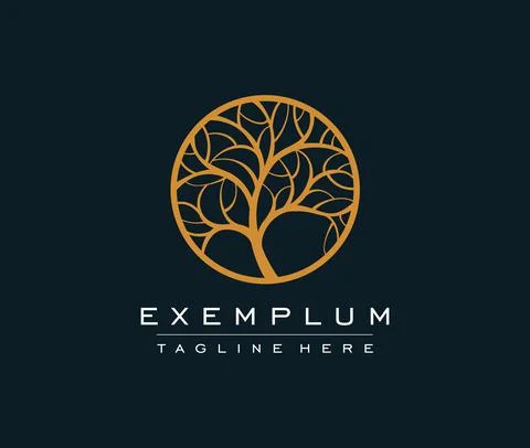 Golden Tree vector icon. Nature trees vector illustration logo design Stock Illustration