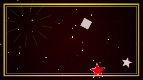 Golden Triangle and Red Circle Geometric Abstract Background with Sparkles Video stock 346660307