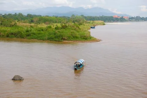 Golden Triangle, the border of three countries: Thailand, Myanmar and Laos Stock Photos