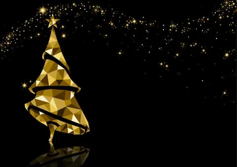 Golden Triangle Christmas Tree Background Stock Illustration
