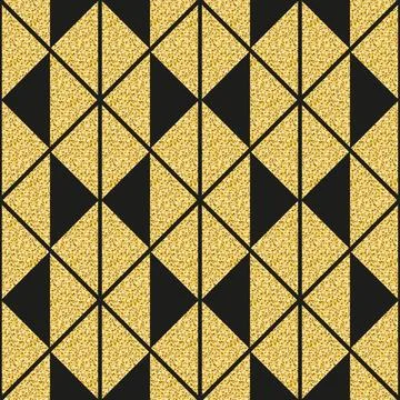 Golden triangle geometric seamless pattern golden shimmer shiny background Stock Illustration