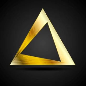 Golden triangle logo element on black background Golden triangle logo elem... Foto stock
