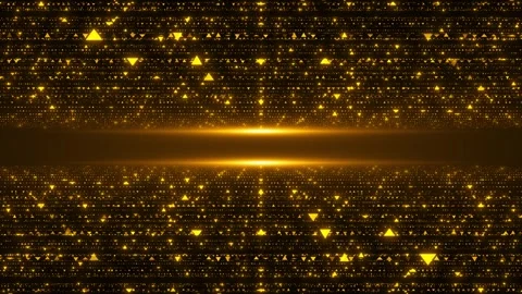 Golden triangle particle background horizontal light gap, glowing geometric luxu Stock Footage 340455436