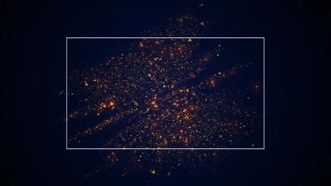 Golden Triangle Particle Frame on Dark Blue Stock Footage 341041910