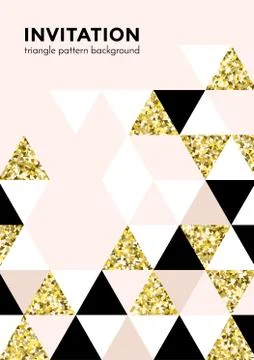 Golden triangle pattern background for invitation card or Christmas party pos 스톡 일러스트