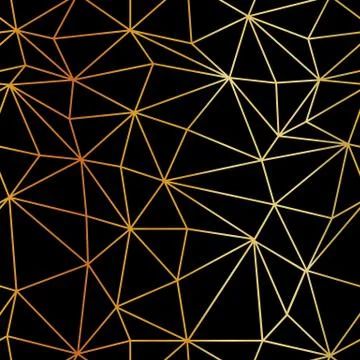 Golden triangle wireframe pattern. Seamless background Ilustração Stock
