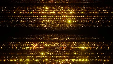 Golden triangular particles awards overl... | Stock Video | Pond5