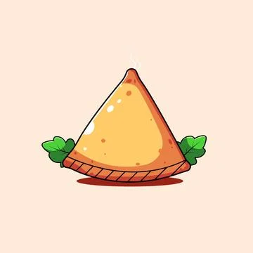 Golden Triangular Samosa Vector — Crispy Indian Snack Illustration in Flat Illustrazione stock