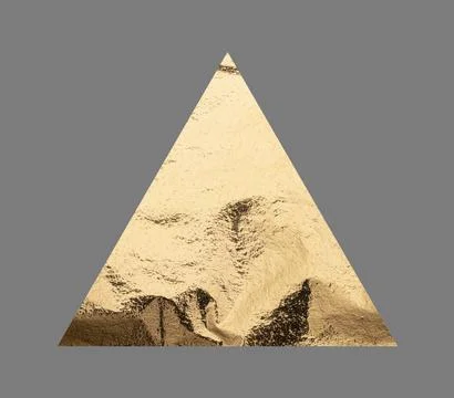 Golden triangular shape with a sleek, polished surface creates a modern, 写真素材
