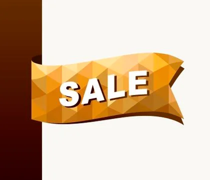 Golden triangular tag, Waving flag with shadow. Vector illustration banner. 스톡 일러스트