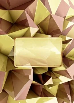 Golden triangular three dimensional shape card cover illustration render Stock Illustration