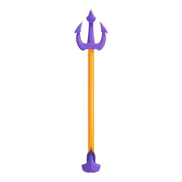 Golden trident standing upright with three pronged spearhead Stock Illustration