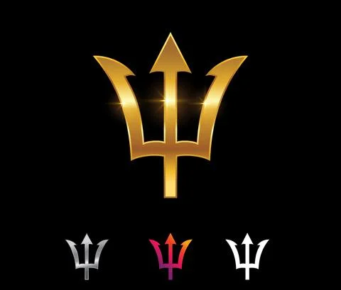 Golden Trident Vector Sign イラスト素材