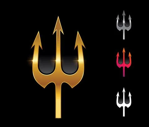 Golden Trident Vector Sign Illustrazione stock