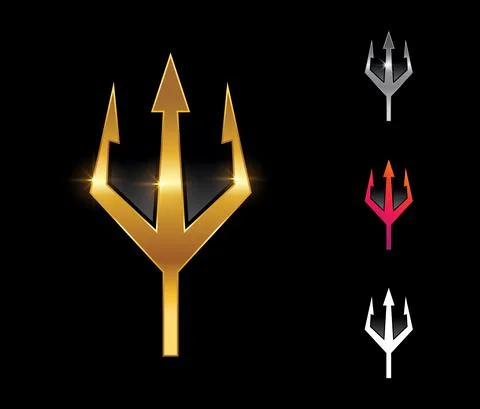Golden Trident Vector Sign Stock Illustration