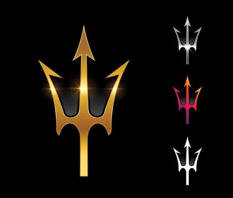 Golden Trident Vector Sign Stock Illustration