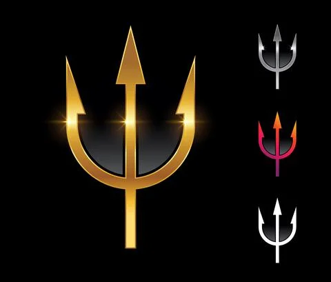 Golden Trident Vector Sign Stock Illustration